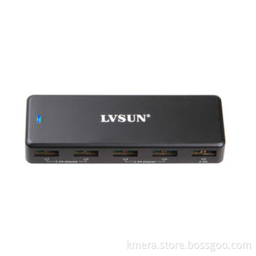 36W Portable Mobile Phone Charger w/5 Independent USB Ports, Charge 5 iPhone or 3 iPad SimultaneousNew